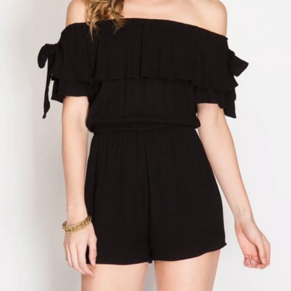 Black Off The Shoulder Romper
